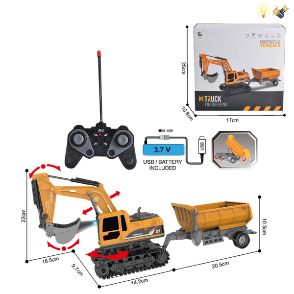 Amazon Electronics Box 1: 22 Гусеничный экскаватор Инженерный автомобиль с USB (демонстрация одной кнопкой + самосвал)