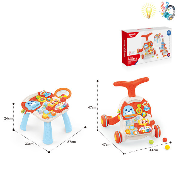 2in1 Toddler cart&Study Desk set Lights Music IC without language Plastic【English Packaging】_200707794_hd