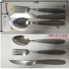 3-piece set of round handled knives, forks, spoons,Mix color,Metal【Packaging without Words】_201895564