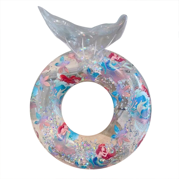 Inflatable transparent sequin mermaid swim ring