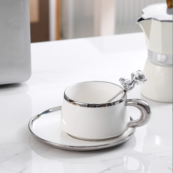 Scandinavian Simple Coffee Cup and Saucer Set Monochrome Clear [Английская упаковка