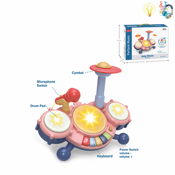 Электронные джазовые барабаны Со светом С музыкой IC без слов Материал без нанесения краски пластик【Упаковка на английском языке】_200658310_hd