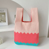 Knit Reversible Pattern Tote Bag,Green,one colour only【Packaging without Words】_P02714462_12_m