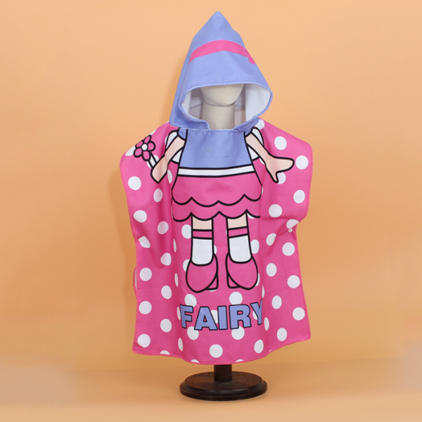 Cartoon children's bath towel soft quick-dry cape microfiber hooded bathrobe