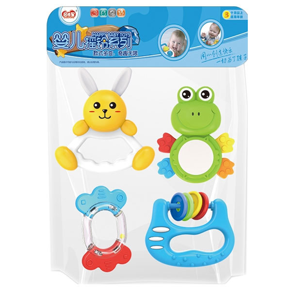 4pcs Baby Rattle Teether (китайская упаковка) пластик【Упаковка на китайском языке】_101021975_hd