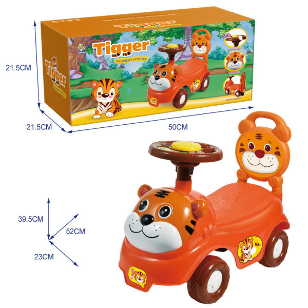 Tiger cartoon stroller (BB whistle steering wheel) Baby walker 4 wheels one colour only 【English Packaging】_201226149_hd