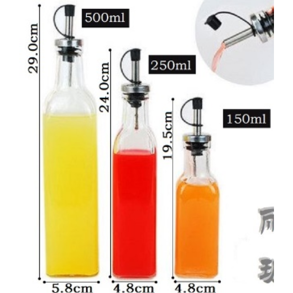 500 мл квадратная бутылка для масла со стальным носиком,Смешанные модели,стекло【Упаковка без надписей】_201406509_hd