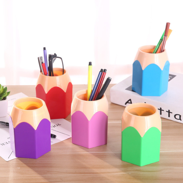 Two-color pencil holder [8.5*6.5*10.5CM,Mix color,Plastic【Packaging without Words】_201820556_hd