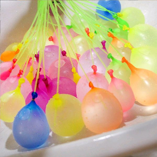 37 magic water balloons in a single bundle, packaged in a card insert.