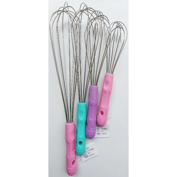 16 inch six wire round handle 1.5 wire whisk,Mix color,Plastic【Packaging without Words】_201713105_hd