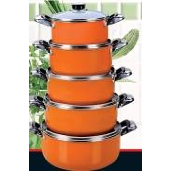 Soup pot set 10pcs persimmon shape 18-26CM orange