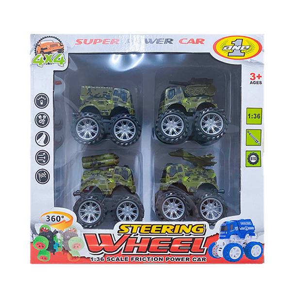 4pcs military truck Inertia Non-transparent wheels Plastic【English Packaging】_200980172_hd