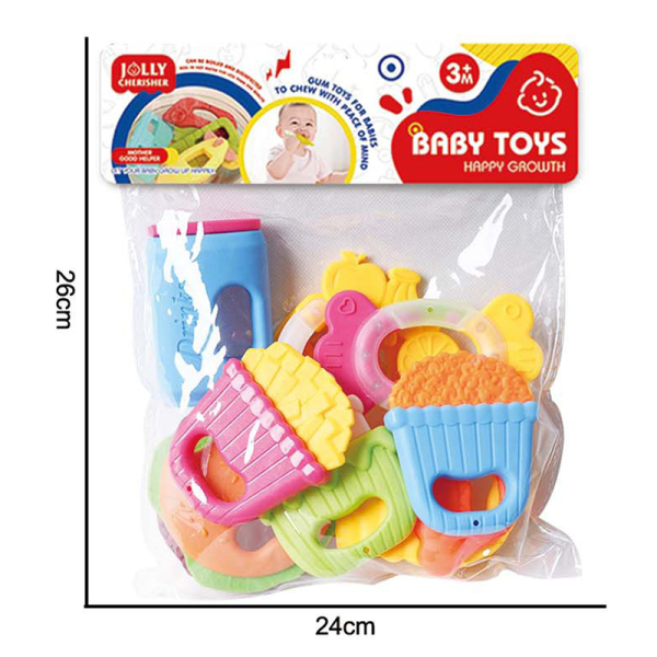 10 (pcs) Cartoon puzzle soothing baby gum toy set