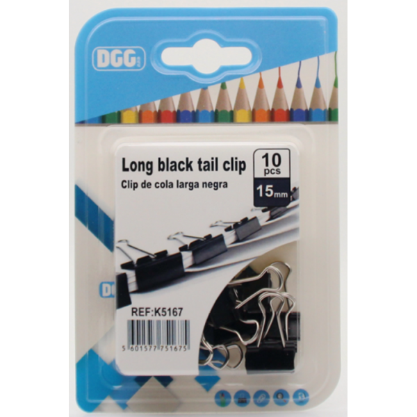 24Card X 10PCS Black Long Tail Clip 15mm,Metal【Packaging without Words】_201126453_hd