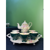 8-Head English Oval Plate Tea Pot Set - Spring - Dark Green Pot: 1000-1350mL  one colour only Porcelain【Packaging without Words】_201438751