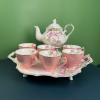 8-Head English Oval Plate Tea Pot Set - Spring - Pink Pot: 1000-1350mL  one colour only Porcelain【Packaging without Words】_201438748