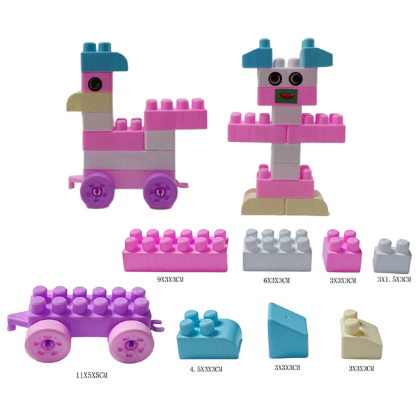 Puzzle building block set with macarons in multiple colors