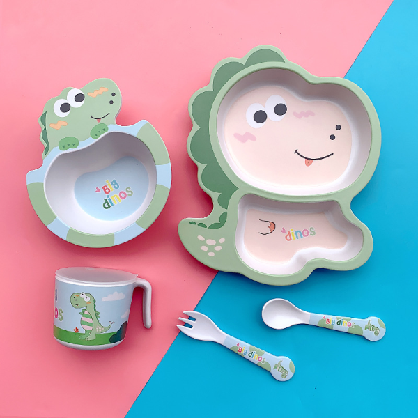 Bamboo fiber children's tableware set [26.3 * 20.3 * 8.3cm]