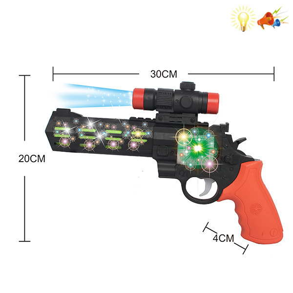 Револьвер На батарейках Пистолетик Со светом Со звуком IC без слов Материал без нанесения краски пластик【Упаковка на английском языке】_200566193_hd