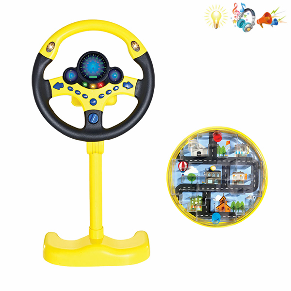 Steering wheel maze ball game