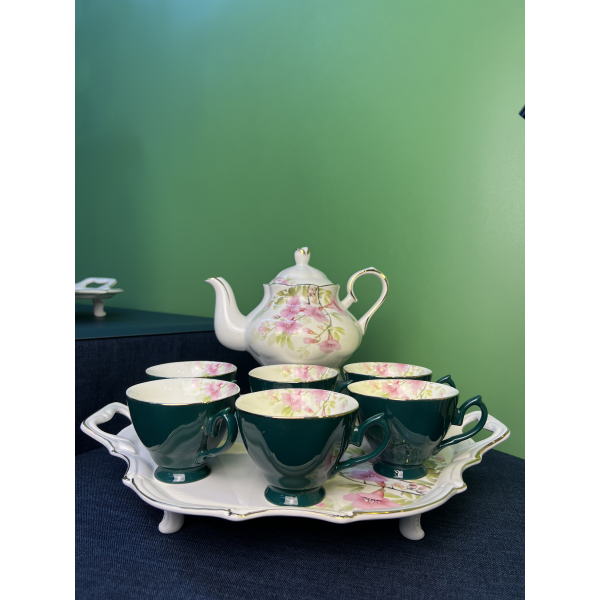 8-head English oval plate teapot set