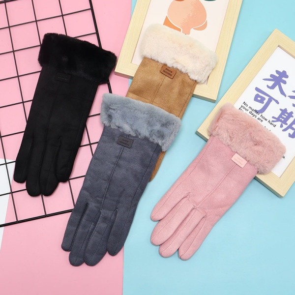 Suede Touch Screen Padded Gloves,Women,Uni size,split-finger gloves,100% polyester fiber【Packaging without Words】_201589082_hd