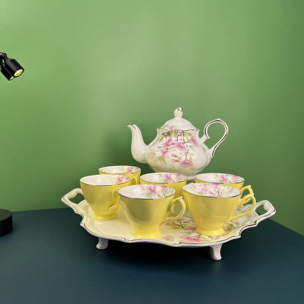 8-head English oval plate teapot set