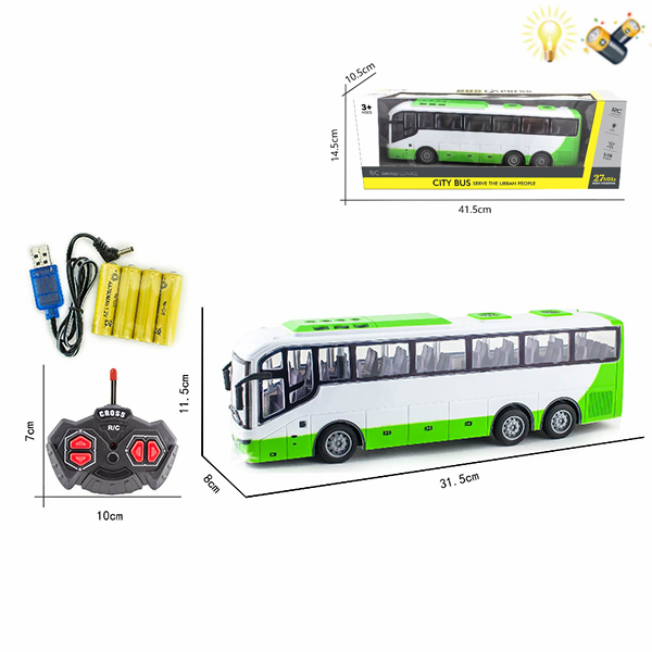 Автобус с USB Дистанционное управление Масштаб 1:16 4 Со светом Пульт управления без батареек, игрушка с батарейками пластик【Упаковка на английском языке】_200878345_hd