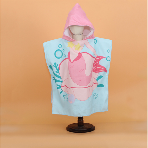 Cartoon children's bath towel soft quick-dry cape microfiber hooded bathrobe