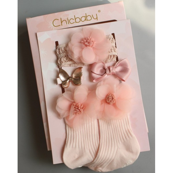 Newborn Hairband + Hair Clips + Socks Set (box to be filled by yourself)