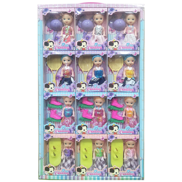 24PCS 4 Styles Colorful Dress Doll with Accessories,3 inches,Plastic【English Packaging】_201687345_hd