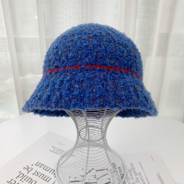 Looped Colorblocked Trimmed Woolen Hat