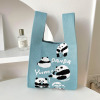 Small Knitted Cute Panda Tote Bag,Blue,one colour only【Packaging without Words】_201568061