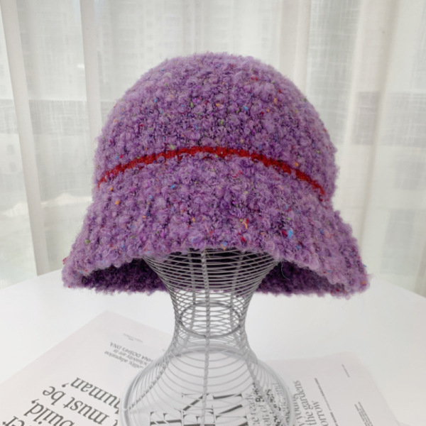 Looped Colorblocked Trimmed Woolen Hat