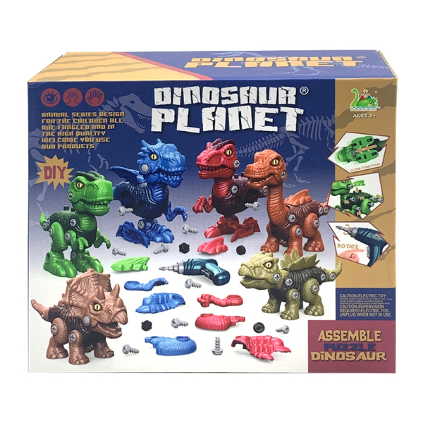 Set of 3 pieces with 6 disassembly and assembly dinosaur combinations