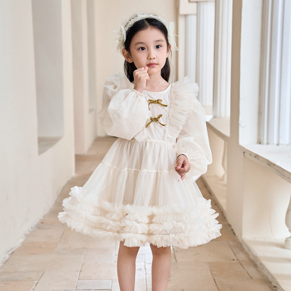 Children's bow mesh dress (90-130CM)