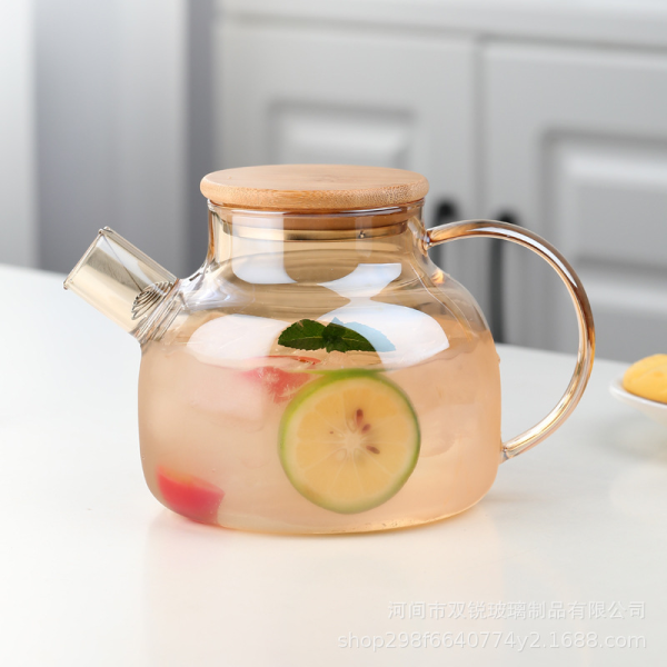 Beadless bamboo wrapped steel lid model glass teapot 【1000ML,one colour only,glass【Chinese Packaging】_201855526_hd