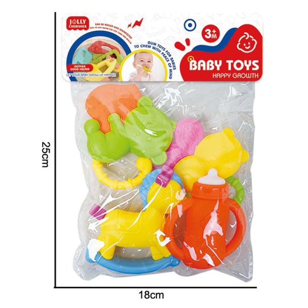 4 (pcs) Cartoon puzzle soothing baby gum toy set