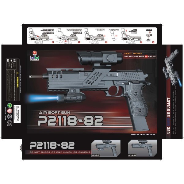 vehicle,Black,Flashlight,Sight,BB Bullet,18+,6mm,Plastic【English Packaging】_201972442_hd